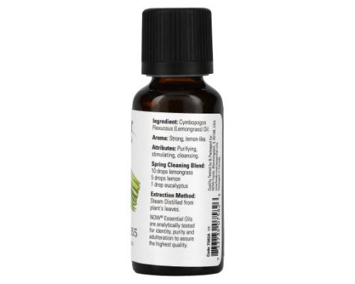 NOW Foods, Essential Oils, Lemongrass, 1 fl oz (30 ml)