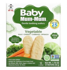 Hot Kid, Baby Mum-Mum, Gentle Teething Wafers, Vegetable, 12 Packs, 2 Wafers Each