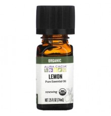 Aura Cacia, Pure Essential Oil, Organic Lemon, 0.25 fl oz (7.4 ml)