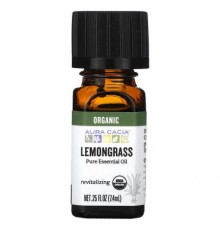 Aura Cacia, Pure Essential Oil, Organic Lemongrass, 0.25 fl oz (7.4 ml)