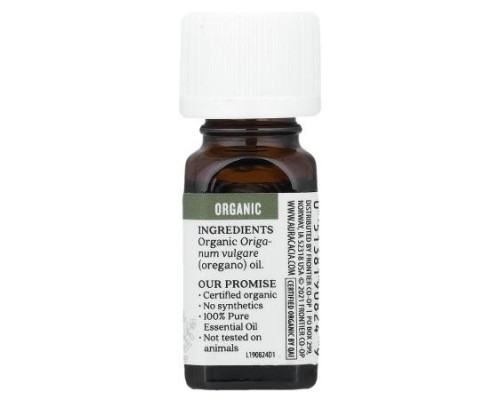 Aura Cacia, Pure Essential Oil, Organic Oregano, 0.25 fl oz (7.4 ml)