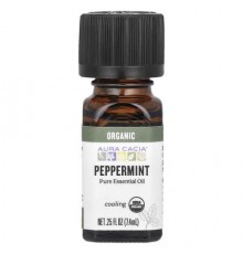 Aura Cacia, Organic Pure Essential Oil, Peppermint, 0.25 fl oz (7.4 ml)