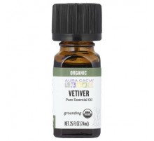 Aura Cacia, Organic Pure Essential Oil, Vetiver, 0.25 fl oz (7.4 ml)