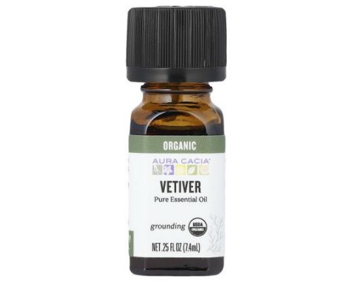 Aura Cacia, Organic Pure Essential Oil, Vetiver, 0.25 fl oz (7.4 ml) Aura Cacia, Organic Pure Essential Oil, Vetiver, 0.25 fl oz (7.4 ml)