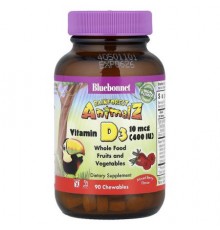 Bluebonnet Nutrition, Rainforest Animalz®, Vitamin D3, Mixed Berry, 90 Chewables