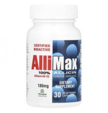 Allimax, 100% Allicin Powder Capsules, 180 mg, 30 Vegetarian Capsules