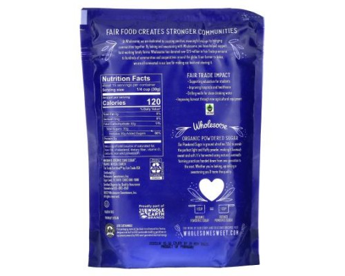 Wholesome Sweeteners, Organic Powdered Confectioners Sugar, 1 lb (454 g)