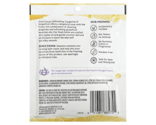 Aura Cacia, Aromatherapy Foam Bath, Tangerine & Grapefruit, 2.5 oz (70.9 g) Aura Cacia, Aromatherapy Foam Bath, Tangerine & Grapefruit, 2.5 oz (70.9 g)