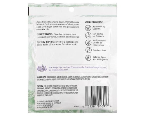 Aura Cacia, Aromatherapy Mineral Bath, Sage, 2.5 oz (70.9 g) Aura Cacia, Aromatherapy Mineral Bath, Sage, 2.5 oz (70.9 g)