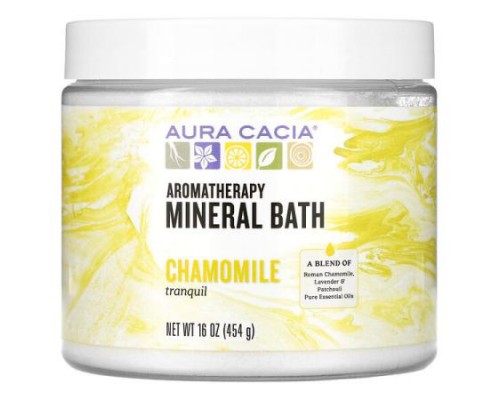 Aura Cacia, Aromatherapy Mineral Bath, Tranquil Chamomile, 16 oz (454 g) Aura Cacia, Aromatherapy Mineral Bath, Tranquil Chamomile, 16 oz (454 g)