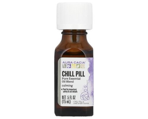 Aura Cacia, Pure Essential Oil Blend, Chill Pill, 0.5 fl oz (15 ml) Aura Cacia, Pure Essential Oil Blend, Chill Pill, 0.5 fl oz (15 ml)