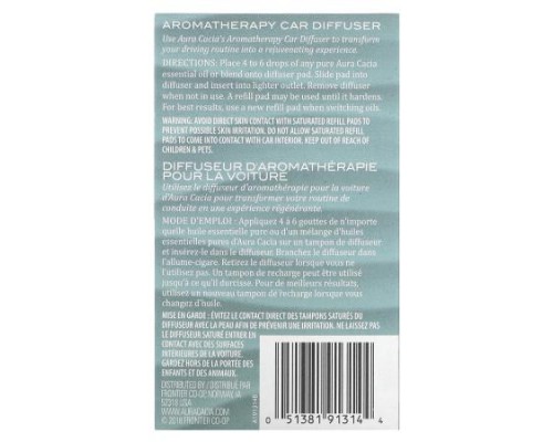 Aura Cacia, Aromatherapy Car Diffuser, 1 Diffuser, 5 Refill Pads