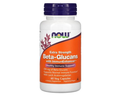 NOW Foods, Beta-Glucans, with ImmunEnhancer, Extra Strength, 250 mg, 60 Veg Capsules NOW Foods, Beta-Glucans, with ImmunEnhancer, Extra Strength, 250 mg, 60 Veg Capsules