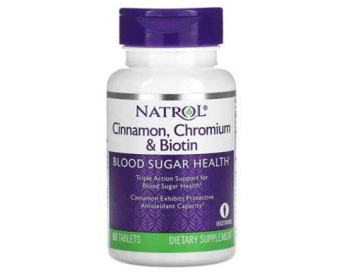 Natrol, Cinnamon, Chromium & Biotin, 60 Tablets Natrol, Cinnamon, Chromium & Biotin, 60 Tablets