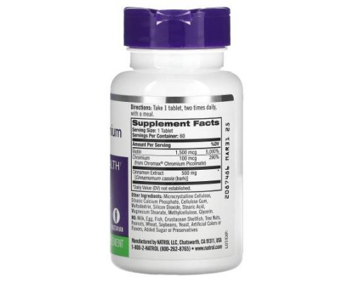 Natrol, Cinnamon, Chromium & Biotin, 60 Tablets Natrol, Cinnamon, Chromium & Biotin, 60 Tablets