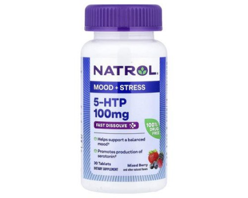Natrol, 5-HTP, Fast Dissolve, Mixed Berry, 100 mg, 30 Tablets