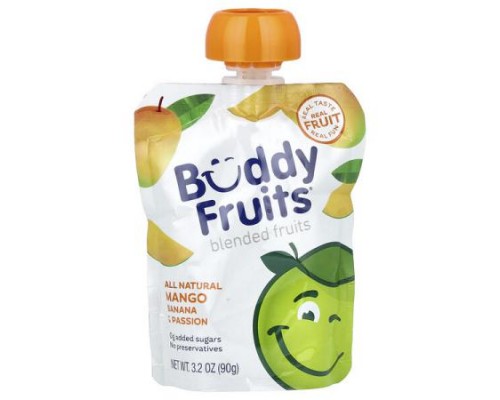 Buddy Fruits, Blended Fruits, Mango, Banana & Passion, 3.2 oz (90 g)