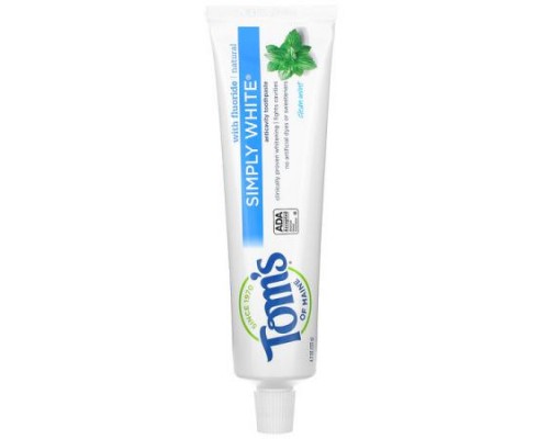 Tom's of Maine, Simply White Anticavity Toothpaste with Fluoride, Clean Mint, 4.7 oz (133 g)