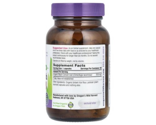 Oregon's Wild Harvest, Black Cohosh, 90 Vegan Capsules (300 mg per Capsule) Oregon's Wild Harvest, Black Cohosh, 90 Vegan Capsules (300 mg per Capsule)