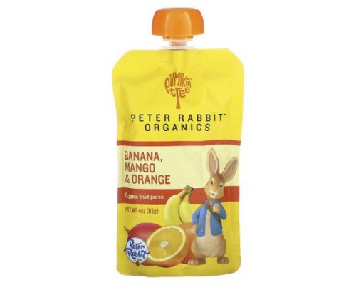 Pumpkin Tree Organics, Peter Rabbit Organics, Organic Fruit Puree, Banana, Mango & Orange, 4 oz (113 g)