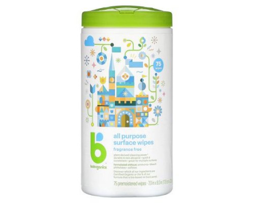 Babyganics, All Purpose Surface Wipes, Fragrance Free, 75 Premoistened Wipes Babyganics, All Purpose Surface Wipes, Fragrance Free, 75 Premoistened Wipes