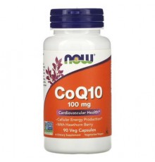 NOW Foods, CoQ10 with Hawthorn Berry, 100 mg, 90 Veg Capsules
