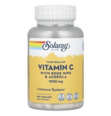 Solaray, Timed Release Vitamin C with Rose Hips & Acerola, 1,000 mg, 100 VegCaps