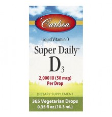 Carlson, Super Daily® D3, 50 mcg (2,000 IU), 0.35 fl oz (10.3 ml)