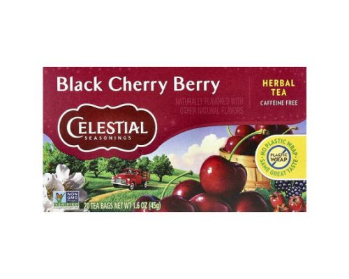 Celestial Seasonings, Herbal Tea, Black Cherry Berry, Caffeine Free, 20 Tea Bags, 1.6 oz (45 g)