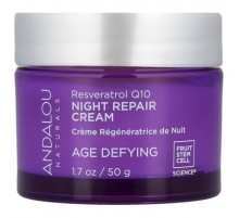 Andalou Naturals, Night Repair Cream, Resveratrol Q10, 1.7 oz (50 g)