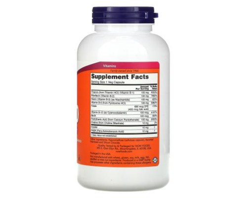 NOW Foods, B-100, 250 Veg Capsules NOW Foods, B-100, 250 Veg Capsules