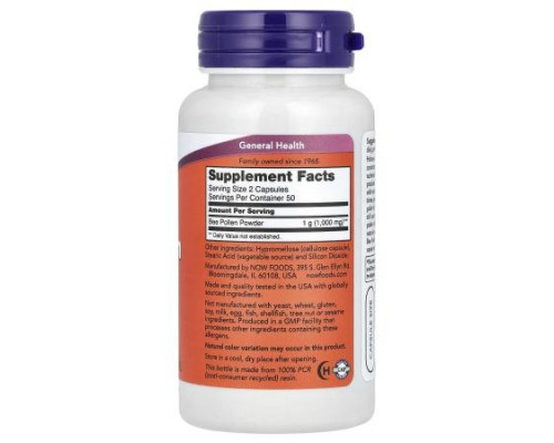 NOW Foods, Bee Pollen Caps, 500 mg, 100 Capsules NOW Foods, Bee Pollen Caps, 500 mg, 100 Capsules