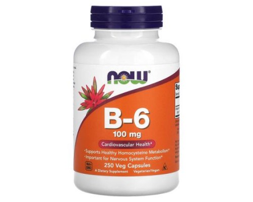 NOW Foods, B-6, 100 mg, 250 Veg Capsules