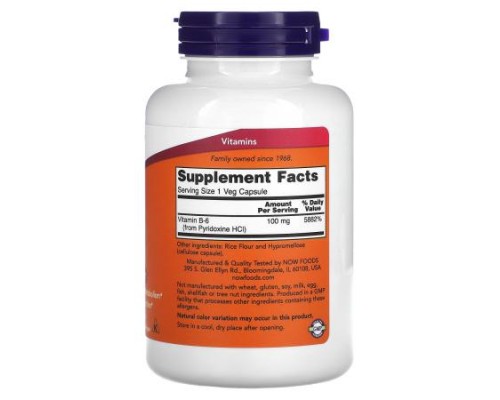 NOW Foods, B-6, 100 mg, 250 Veg Capsules