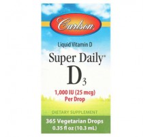 Carlson, Super Daily® D3, 25 mcg (1,000 IU), 0.35 fl oz (10.3 ml)