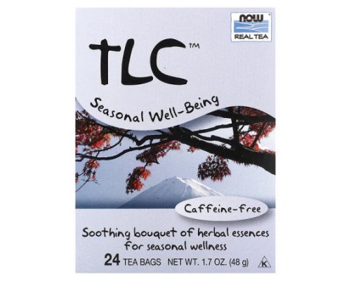 NOW Foods, Real Tea, TLC, Caffeine Free, 24 Tea Bags, 1.7 oz (48 g)