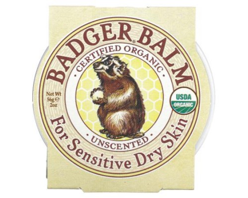 Badger, Badger Balm, For Sensitive Dry Skin, Unscented, 2 oz (56 g) Badger, Badger Balm, For Sensitive Dry Skin, Unscented, 2 oz (56 g)