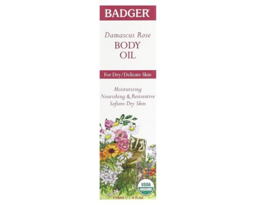 Badger, Damascus Rose Body Oil, 4 fl oz (118 ml) Badger, Damascus Rose Body Oil, 4 fl oz (118 ml)