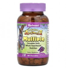 Bluebonnet Nutrition, Rainforest Animalz®, Multiple, Complete Daily Whole Food Based Nutrition, Grape, 180 Chewables