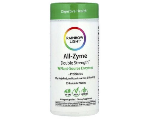 Rainbow Light, All-Zyme Double Strength™, Plant Source Enzymes +Probiotics, 90 Vegan Capsules
