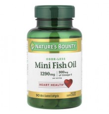 Nature's Bounty, Mini Fish Oil, Odor-Less, 90 Mini Coated Softgels (645 mg per Softgel)