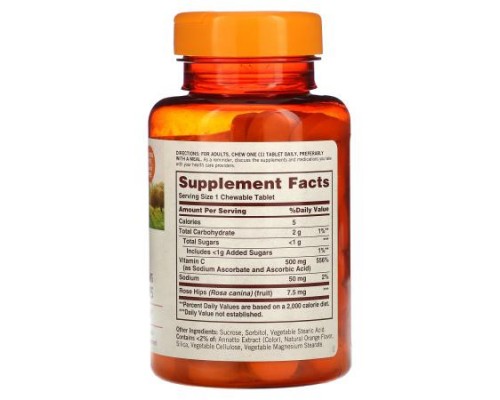 Sundown Naturals, Chewable Vitamin C with Natural Rose Hips, Orange , 500 mg, 100 Chewable Tablets