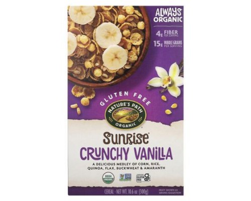 Nature's Path, Sunrise, Cereal, Crunchy Vanilla , 10.6 oz (300 g) Nature's Path, Sunrise, Cereal, Crunchy Vanilla , 10.6 oz (300 g)