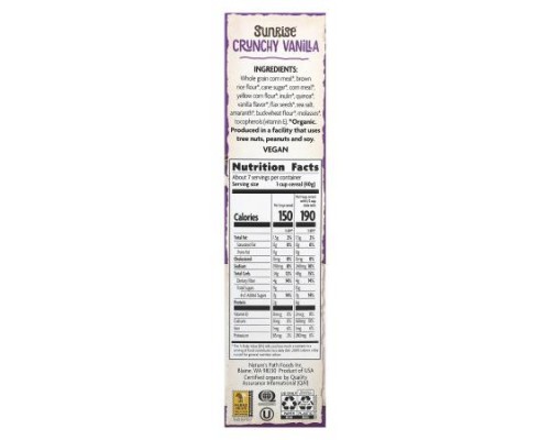 Nature's Path, Sunrise, Cereal, Crunchy Vanilla , 10.6 oz (300 g) Nature's Path, Sunrise, Cereal, Crunchy Vanilla , 10.6 oz (300 g)