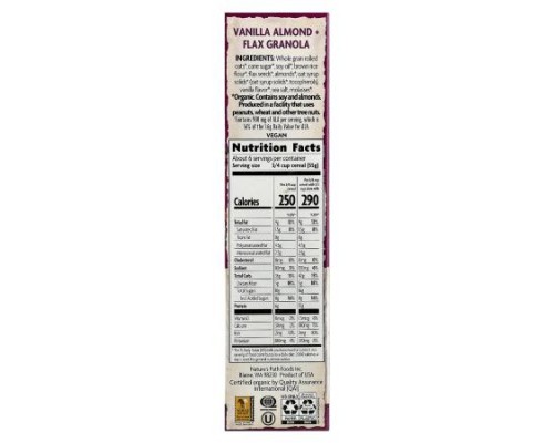 Nature's Path, Organic Vanilla Almond + Flax Granola Cereal, 11.5 oz (325 g) Nature's Path, Organic Vanilla Almond + Flax Granola Cereal, 11.5 oz (325 g)