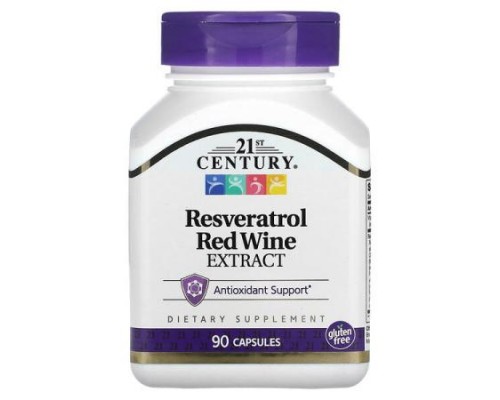 21st Century, Resveratrol Red Wine Extract, 90 Capsules