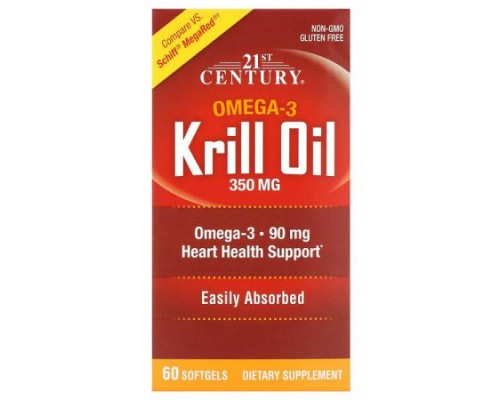 21st Century, Krill Oil, 350 mg, 60 Softgels 21st Century, Krill Oil, 350 mg, 60 Softgels