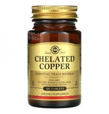Solgar, Chelated Copper, 100 Tablets (2.5 mg per Tablet)