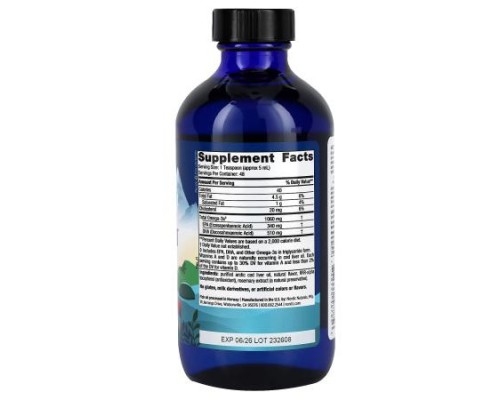 Nordic Naturals, Arctic Cod Liver Oil, Lemon, 1,060 mg, 8 fl oz (237 ml)