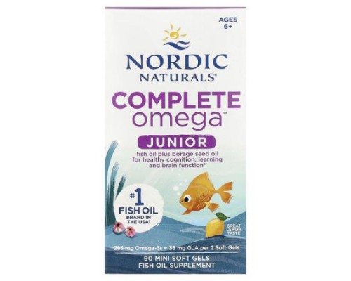 Nordic Naturals, Complete Omega™ Junior, Ages 6+, Lemon, 90 Mini Soft Gels